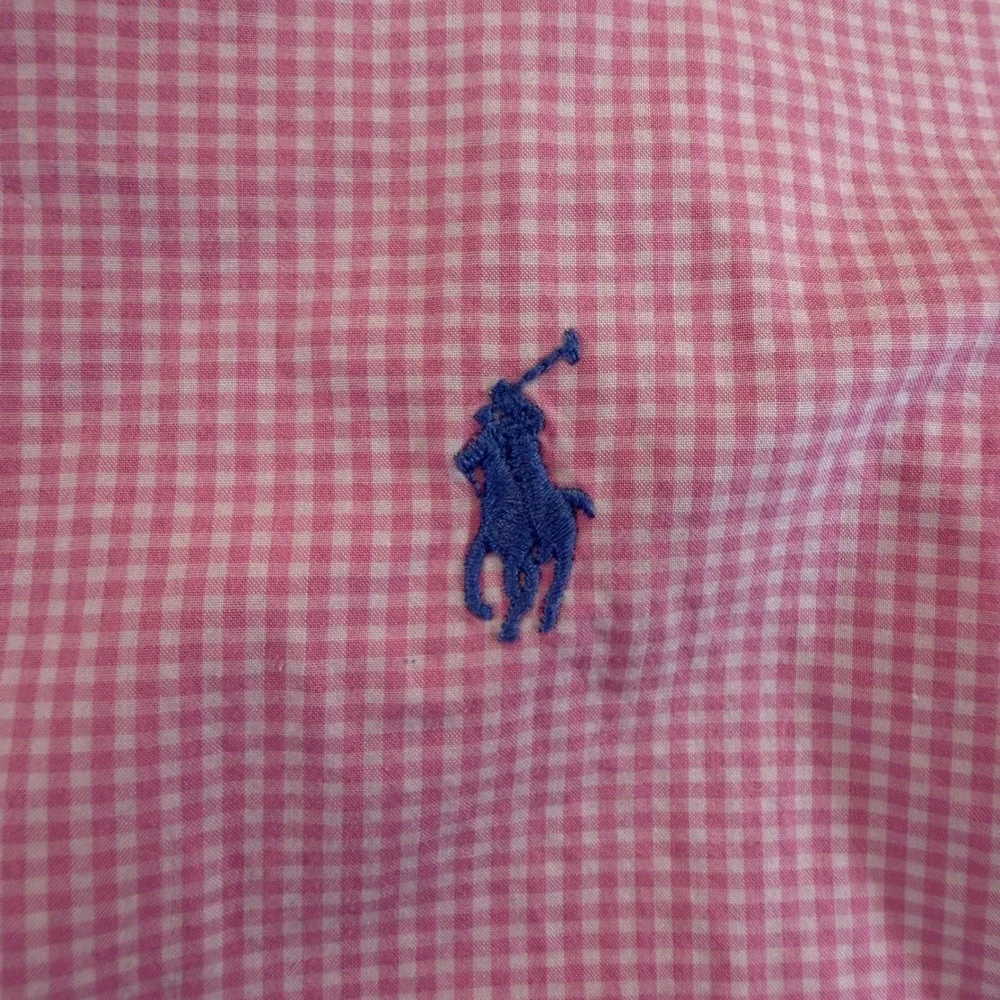 Polo Ralph Lauren Shirt Mens XL Pink Gingham Cotton Button Down Long Sleeve